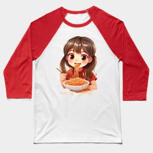 Girl Eating Spaghetti Baseball T-Shirt